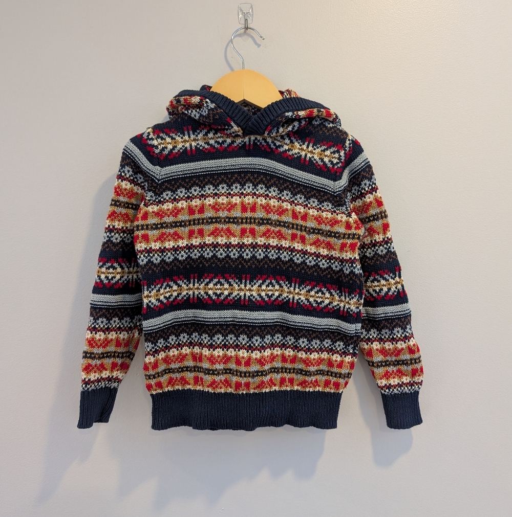 2/$15 💙 Old Navy Fair Isle Knit Hoodie | Boys XS (5)